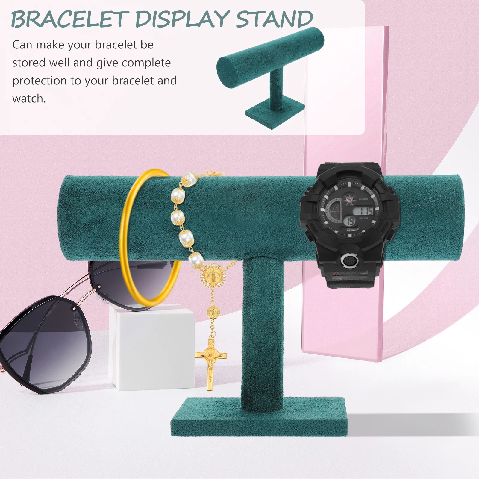 

Multi-Function Bracelet Holder Stand Jewelry Organizer Watch Display Rack Shop Home Use Compact Bracelet Holder
