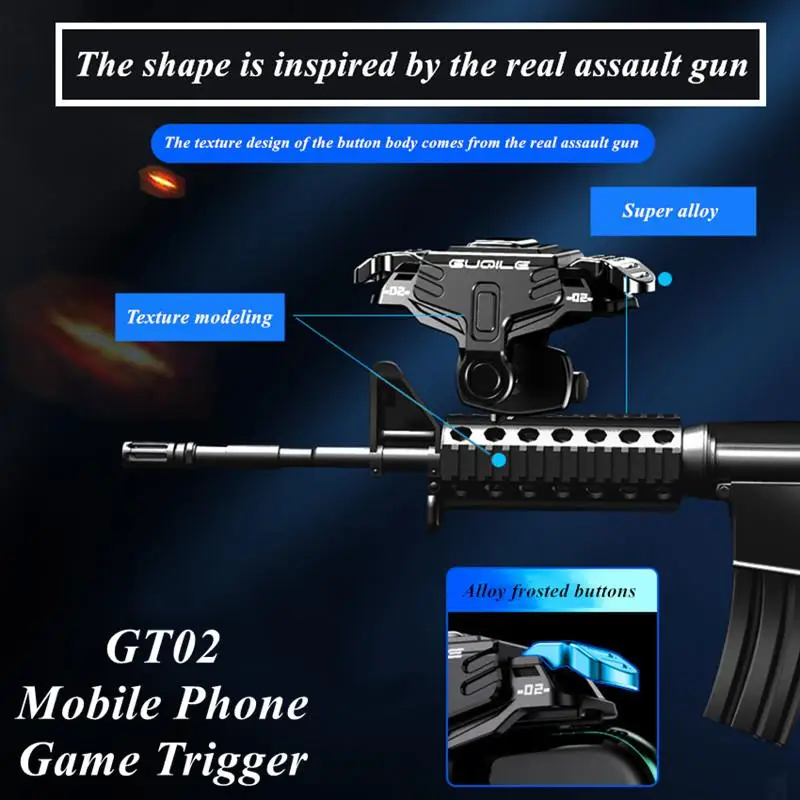 Gt02 Joystick de Tiro Móvel, Game Trigger, Compatível para Pubg Aim, Controlador de Botão de Tiro, Gamepad para iPhone, Android, 2PCs