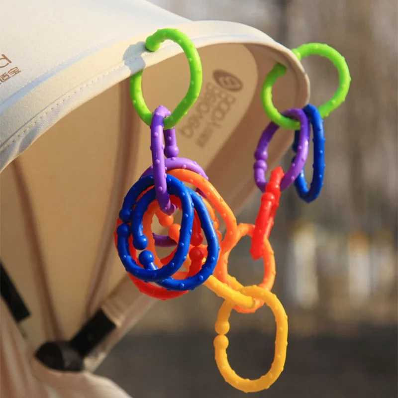 10 stks Kinderwagen Regenboog Lus Haak Siliconen Food Grade Tandheelkundige Rubberen Ring Handgreep Verbindingsring Kinderwagen Accessoris