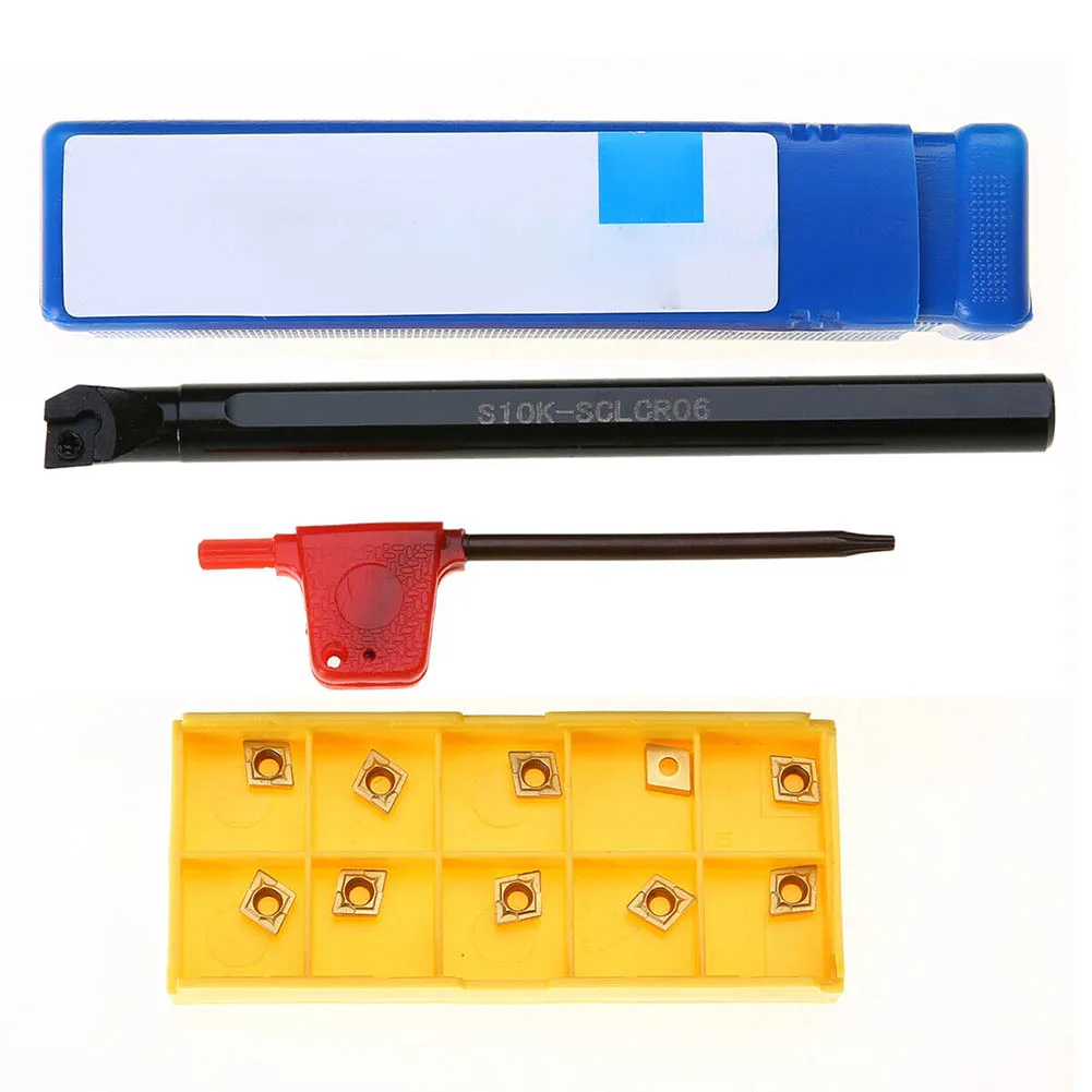 Carbide Inserts CCMT060204HM 10pcs With S10KSCLCR06 Tool Holder For CNC Lathes And  Processing For CNC Lathes