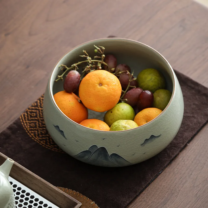 Glazed Hand-painted Ge Kiln Jianshui Ceramic Extra-large Washing Residue Jar Water Bowl Household Set Tea Cup Washin