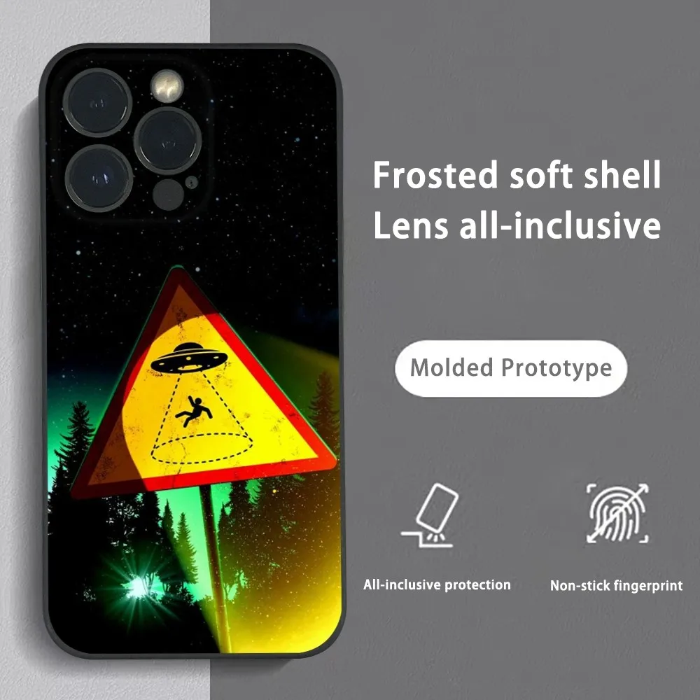 

Alien simple black cool Phone Case For iPhone 16 15 14 13 12 11 Pro Max Plus Mini Frosted Soft Shell Funda