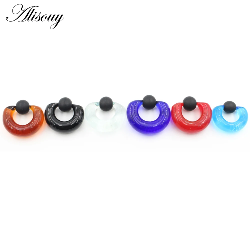Alisouy 2PCS Glass Captive Ear Plugs Tunnel Expander Tragus Hoop Earrings Nose Nipple Ring Septum Clickers Piercing Body Jewelry