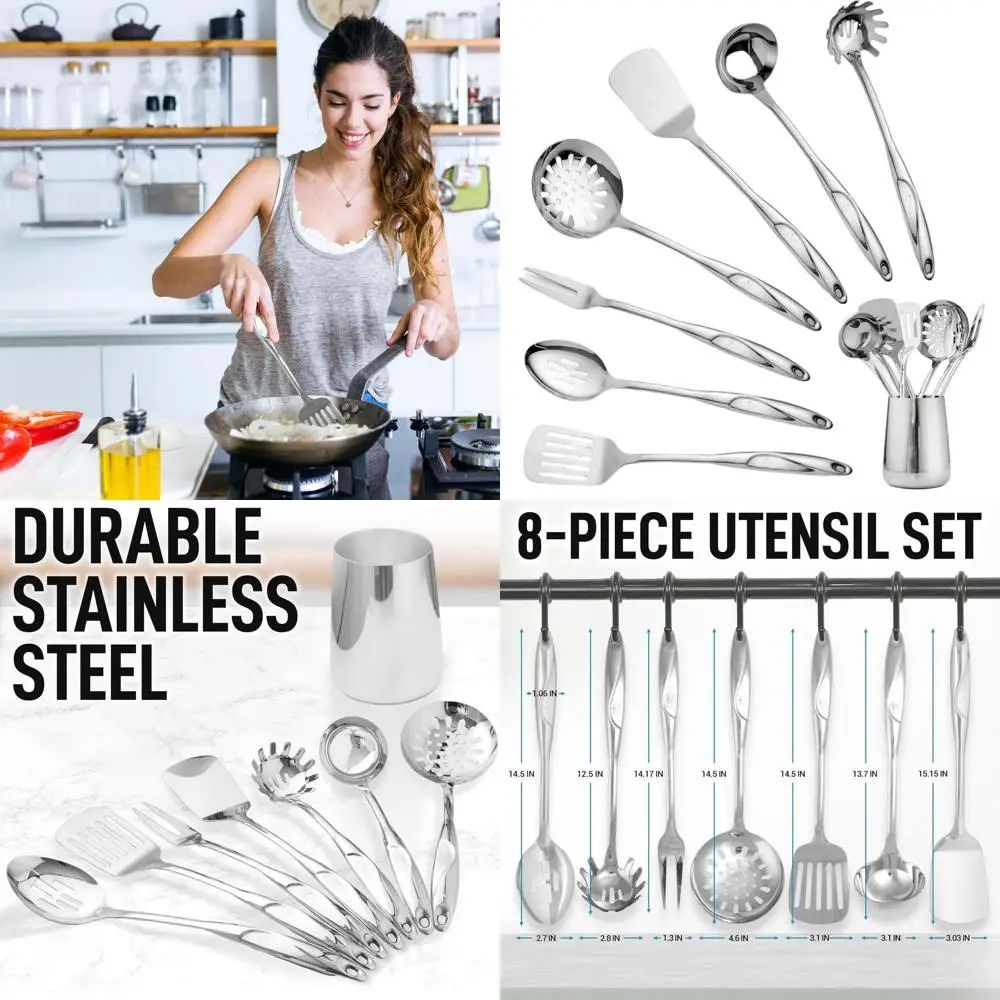 

8-Piece Stainless Steel Kitchen Tool Set - Durable, Easy Clean Metal Accessories