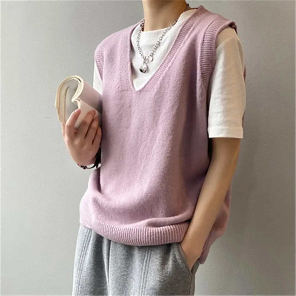 Korean Oversized Cashmere Women Vest Sweater Fashion Knitted Sweater Female Waistcoat Chic Sweater Tops Women Clothes Outfits