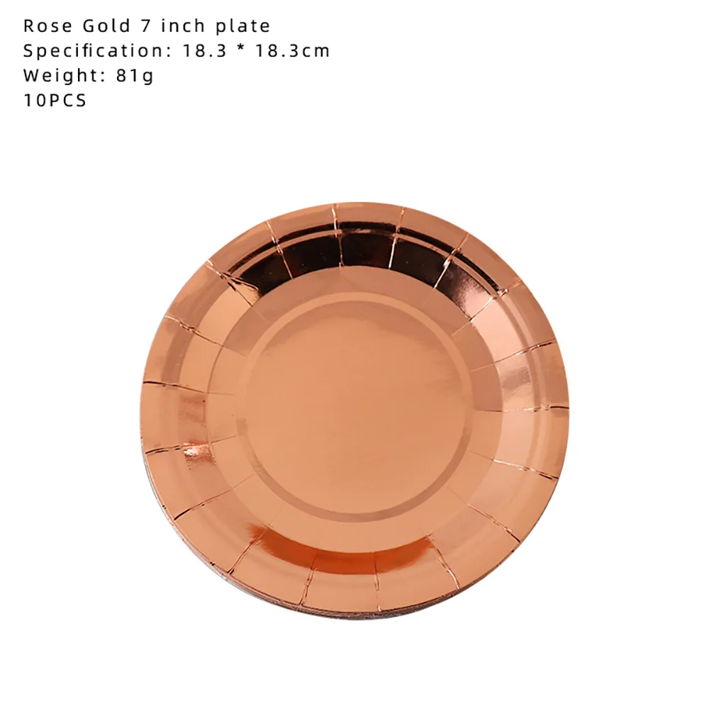 Rose Gold Party Disposable Tableware Set Paper Plate Cup for Wedding Birthday Party Decoration Baby Shower Bachelorette Party