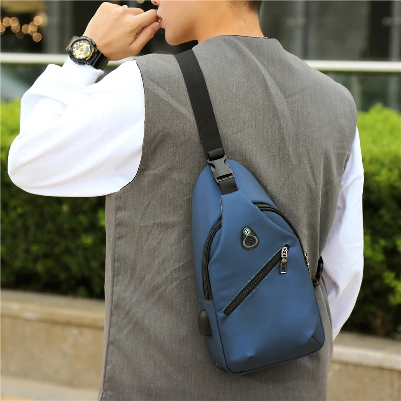 

Men's waterproof and wear-resistant crossbody bag,casual solid color simple shoulder bag,sturdy and stylish membrane chest bag