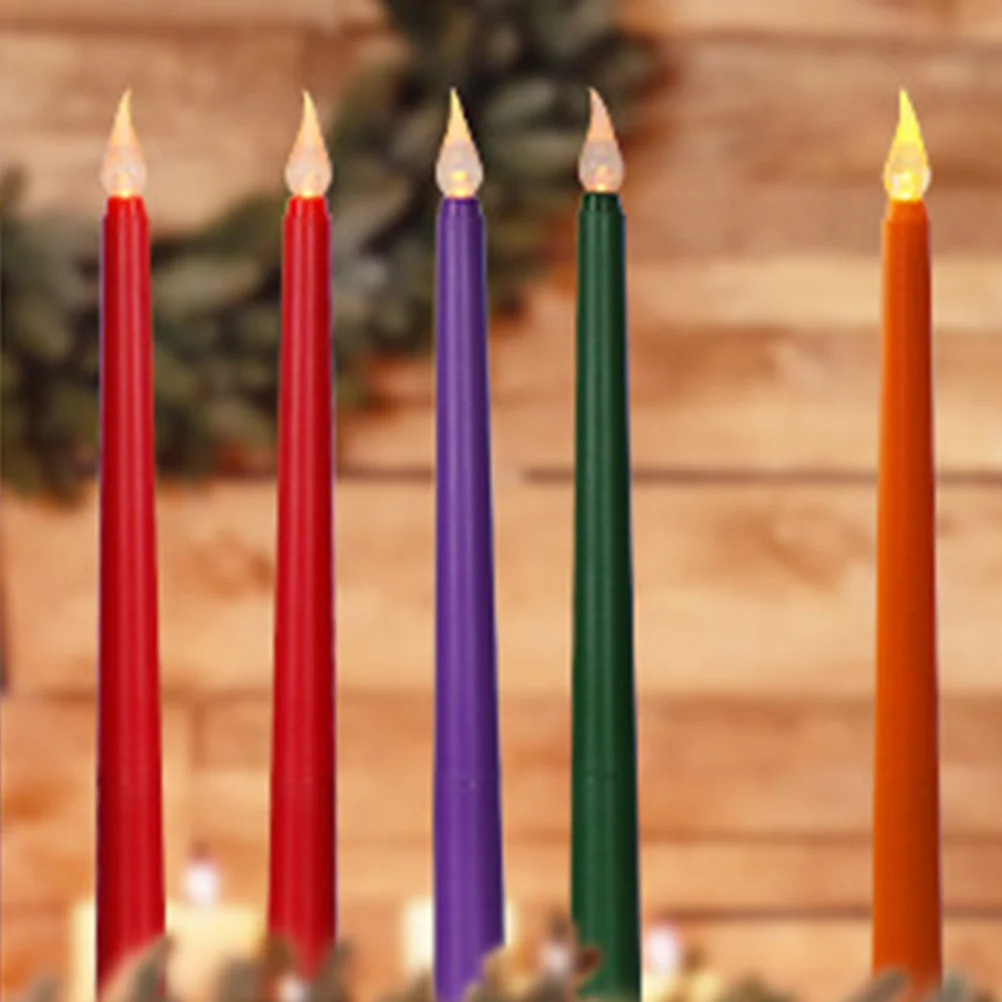 12-delige kandelaar gekleurde lichten kerst vlamloze plastic Pp Advent Taper Decor