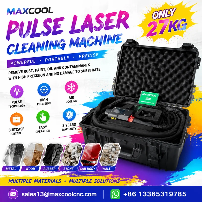 Mini Portable Fiber Laser Cleaning Machine 27kg Suitcase 500w Pulse Laser Rust Remover for Automotive Metals Wood Stone Mold