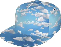 Flat Bill Adjustable Snapback Hat Cool Hip Hop Baseball Caps for Men Women Blue Sky Clouds