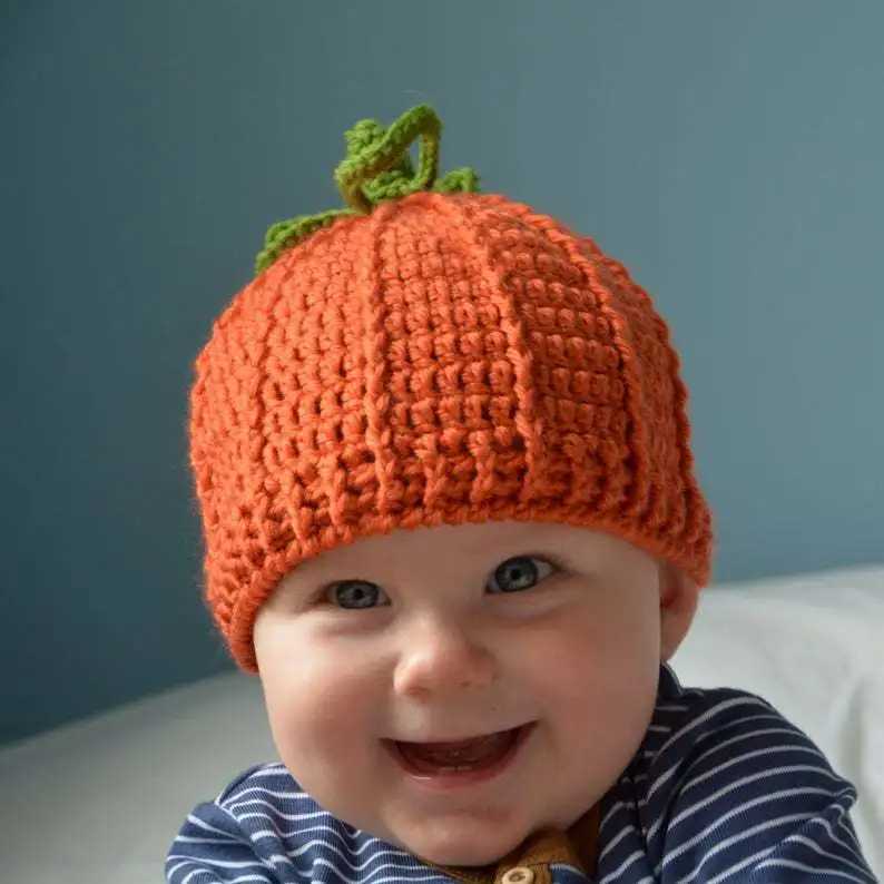 Handmade Wool Crochet Halloween Pumpkins In Europe and America Photography Commemorative for Newborn Babies Hat