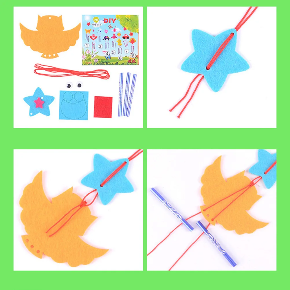 Kit de Material de campana de viento DIY para niños, colgante de carillón de viento de dibujos animados, decoración colgante hecha a mano, cultivo creativo artesanal, 6 uds.