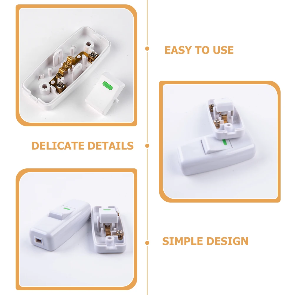 

10pcs Bedside Switch Desk Lamp White 110V-240V Large Power Double Hole Button Control Wiring Component Inline Cord Replacement