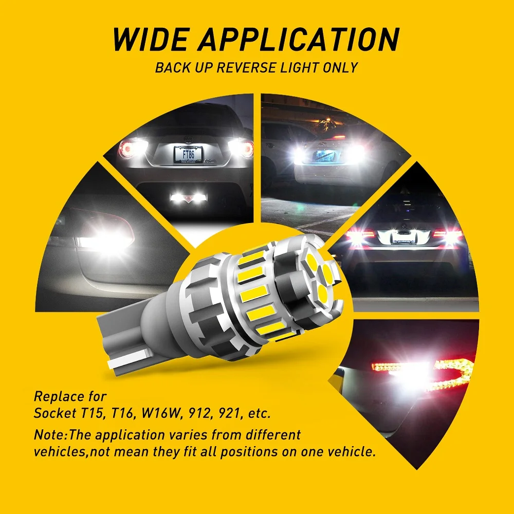 لمبة ليد أوكسيتو t16 w16w t15 كانبوس ، 2 ، ضوء أبيض فائق السطوع ، 12 فولت ، دعم ، ضوء عكسي ، 2 US