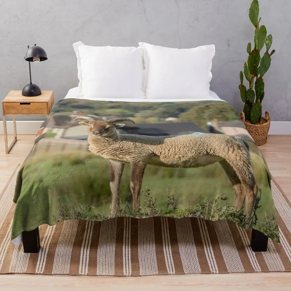 

Sheep and Village Throw Blanket for winter Custom Bed Blankets