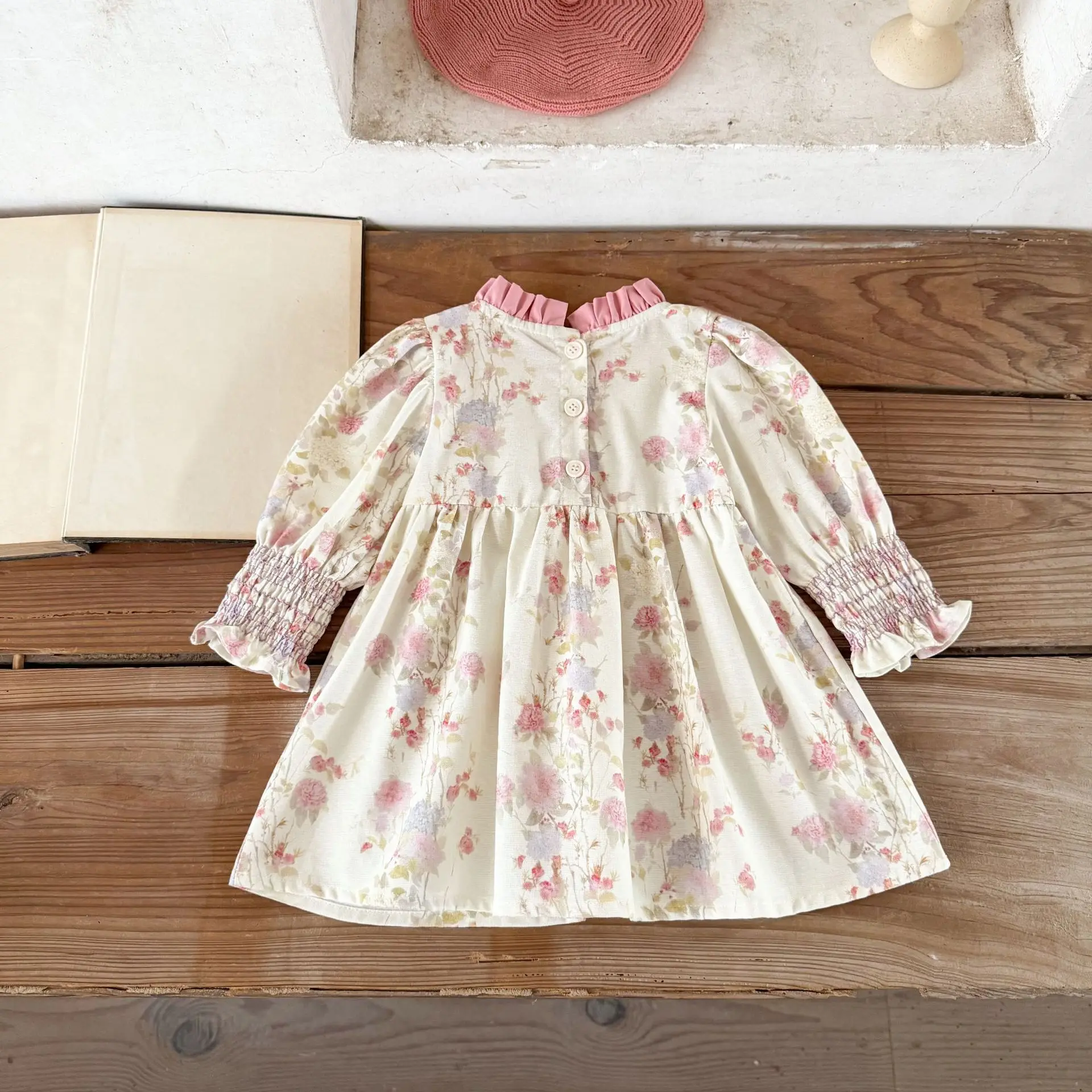 Ins Girls' Baby Pure Cotton Printed Cable Spliced Color Dress, Versatile and Gorgeous Dress for Children in Spring and Autumn