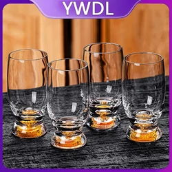 2/4/6pcs Crystal Liquor Glasses Set 100ml Vodka Shot Glass Wine Glasses Golden Whiskey Glass Spirits Sake Soju Brandy Tea Cup