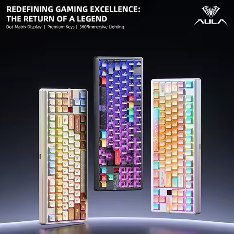 AULA F87 Pro V2 E-Sports Mechanical Keyboard 2.4g/Usb/Bluetooth Hot-Swap RGB Long Battery Life Custom Gasket 5 Layer PC Gaming