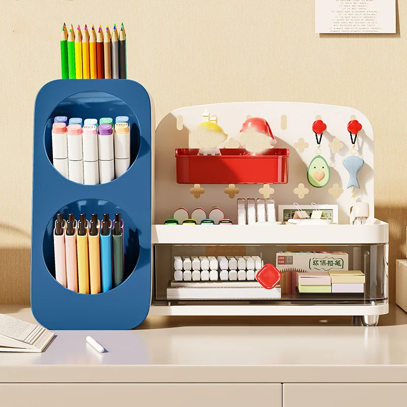 Desktop Stationery Organizer Multi‑Grid Pen Holder Storage Caddy   Board for Kids Study Room Office Desk Sundries Arrangement