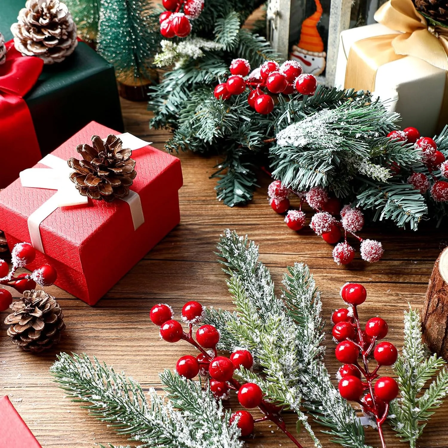 Sztuczne gałązki sosny białej, sztuczne rośliny, zielone gałązki sosny, igły sosnowe do dekoracji świątecznych DIY, girlandy, wieńców, dekoracji bożonarodzeniowych.