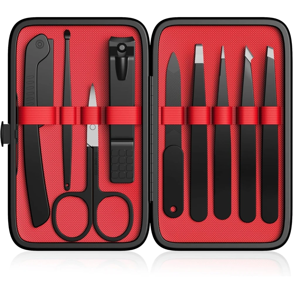 

Набор пинцетов 7/9 шт., профессиональный маникюрный набор из нержавеющей стали, высокоточный набор для маникюра с кожаным чехлом, праздничный подарок