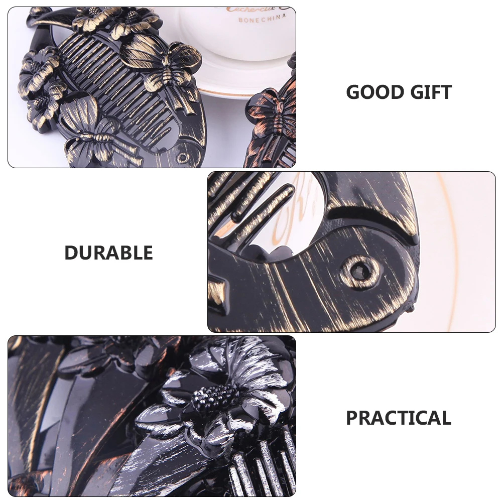 

6pcs Vintage Flower Fish Hair Clips Durable Reusable Banana Clip Holders for Women Party Wedding Stylish Retro Ponytail Clamps