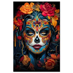Day Of The Dead Diamond Painting Skull Woman Full square round New 2024 Cross Stitch Mosaic Diamond Embroidery For Home Decor