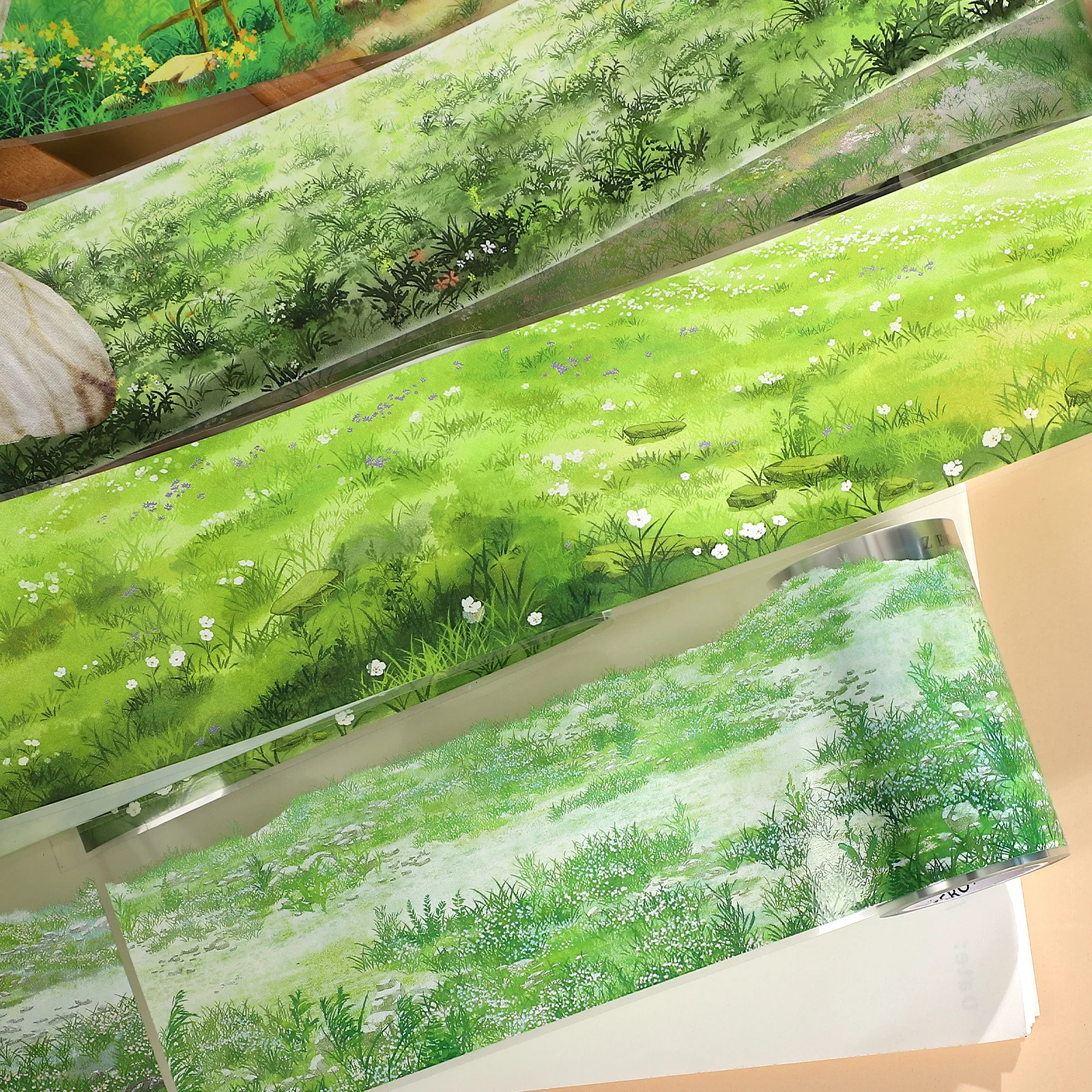 Taśma PET 500cm Vintage Łąka Rośliny Kwiaty Krajobraz Kreatywny DIY Materiał do Dziennika Kolaż Scrapbook Artykuły Papiernicze