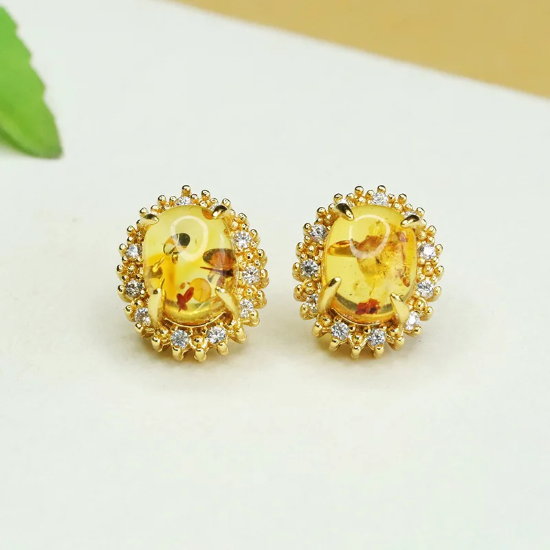 أقراط بيبالد العنبر الطبيعية قطرات الأذن زخرفة المجوهرات النسائية 3122104