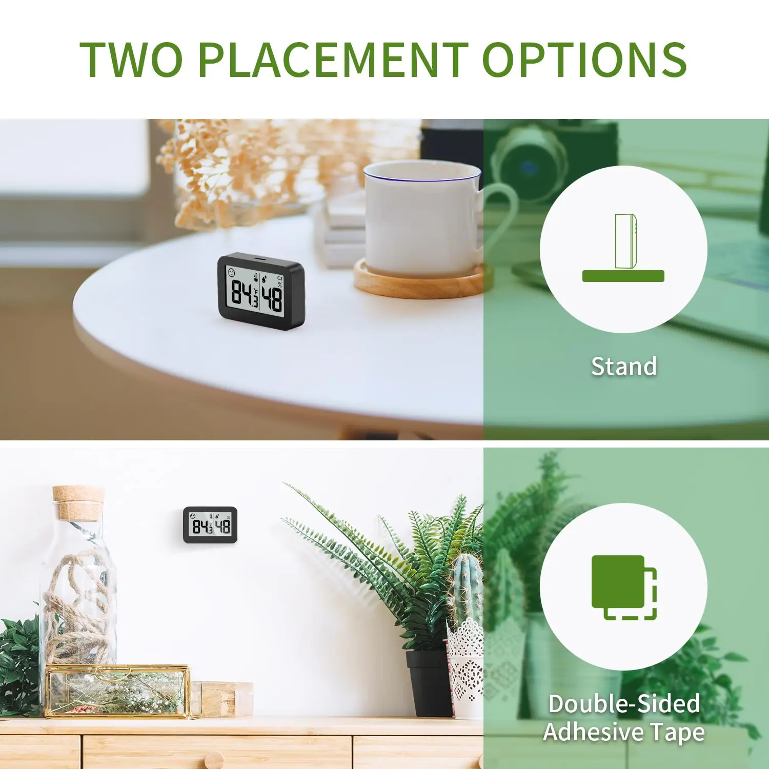 Mini Higrômetro Termômetro Interno com ℃ / ℉   Sensor Digital de Umidade para Estufa, Quarto de Bebê, Adega e Armário