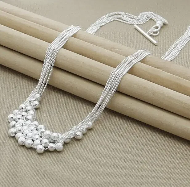 

Coastal Beauty New Design 925 Sterling Silver Six Line Sand Bead Necklace Chains Jewelry