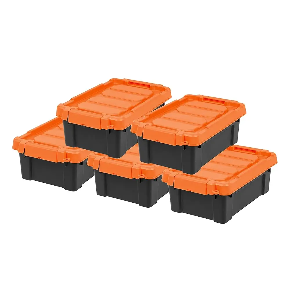 

Usa 3 Gallon Lockable Storage Bins With Lids, 5 Pa - Made In Usa, Heavy Duty, Stackable Containers, Garage Organizing Bins