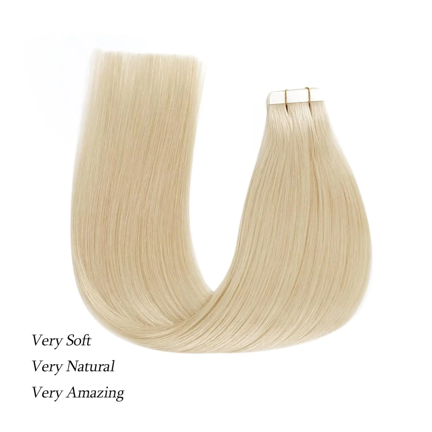 Hair Tape in Hair Extensions Human Hair Skin Weft Tape Attached Seamless Reusable Color #613 20pcs/pack Straight Natural Hair