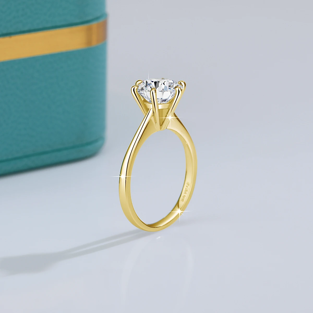 خاتم خطوبة مويسانيتي 3 قيراط 14 قيراط مملوء بالذهب D لون دائري مختبر الماس وعد خواتم الذكرى السنوية للنساء، صندوق هدايا معبأ #2