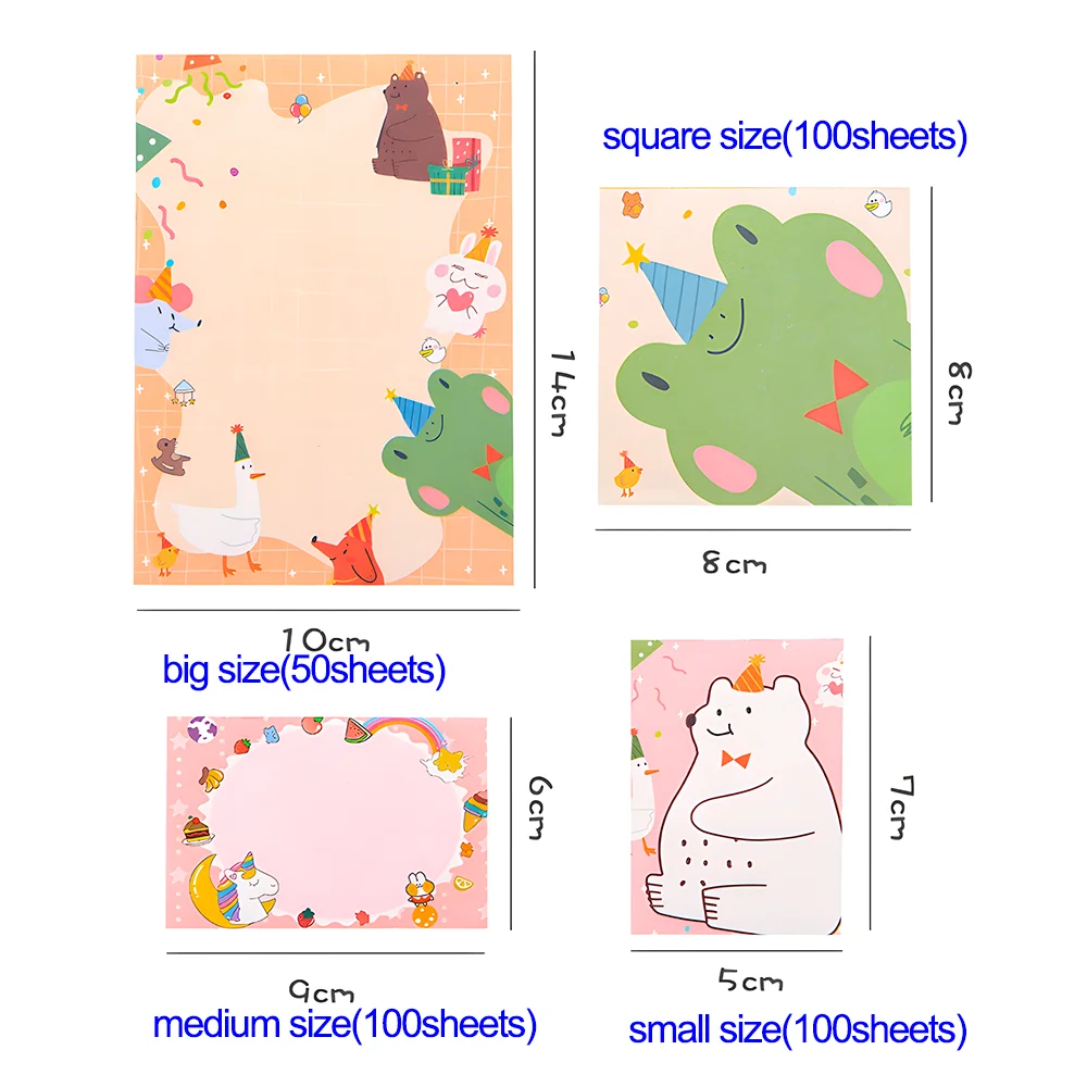 Cute Kawaii Sticky Notes Frog Bear Fruit Memo Pad Post Notepad Aesthetic Stationery Shopping Check List To Do Tab Planner Agenda