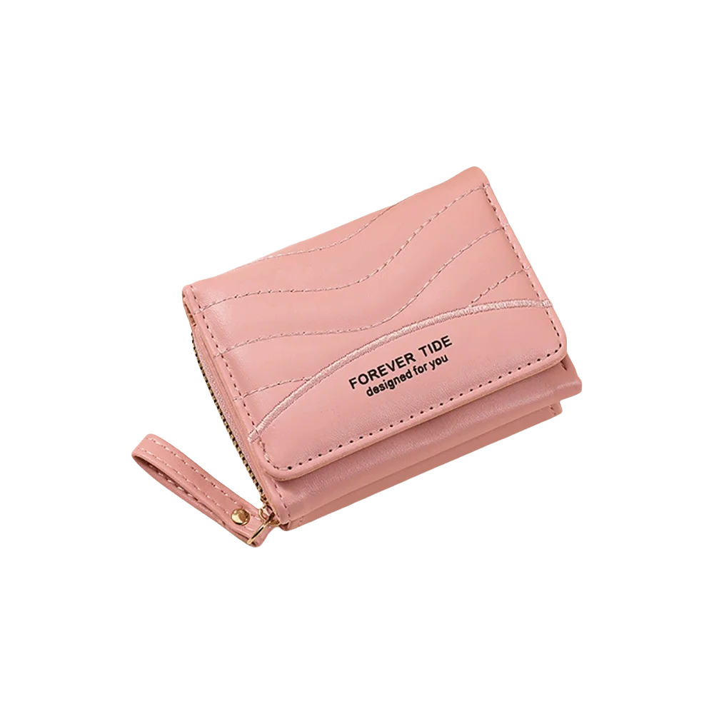 Practical Multicolor Money Bag PU Simple Embroidery Card Bag Zipper Clouse Ultralight Short Wallet for Ladies