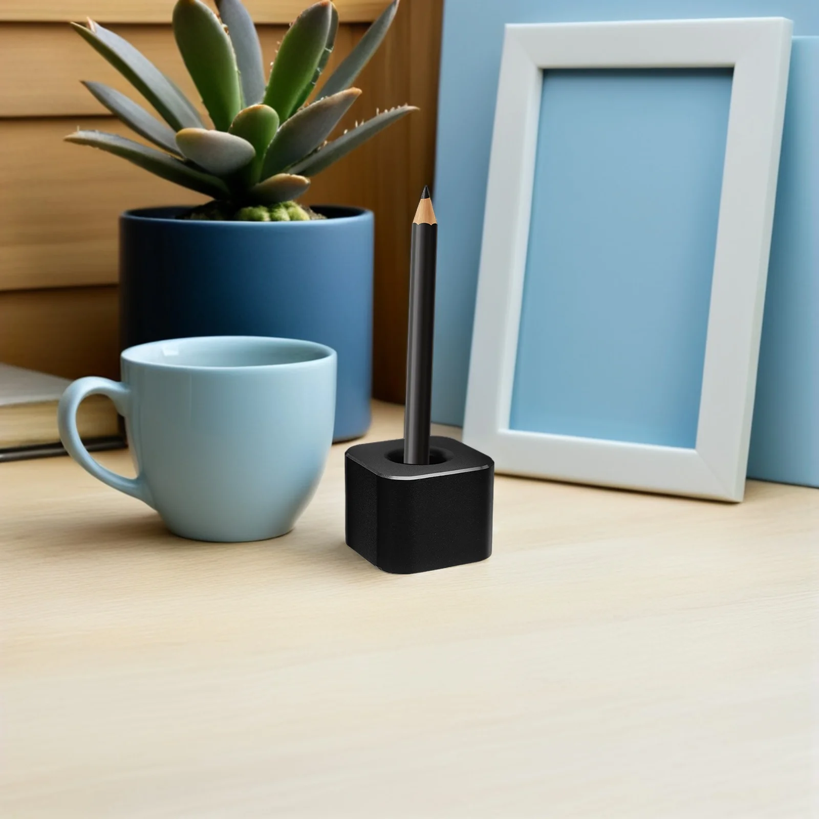 

2Pcs Metal Pen Stand Aluminum Pencil Holder Mini Square Base Desk Organizer Student Office School Supplies Metal Pen Stand