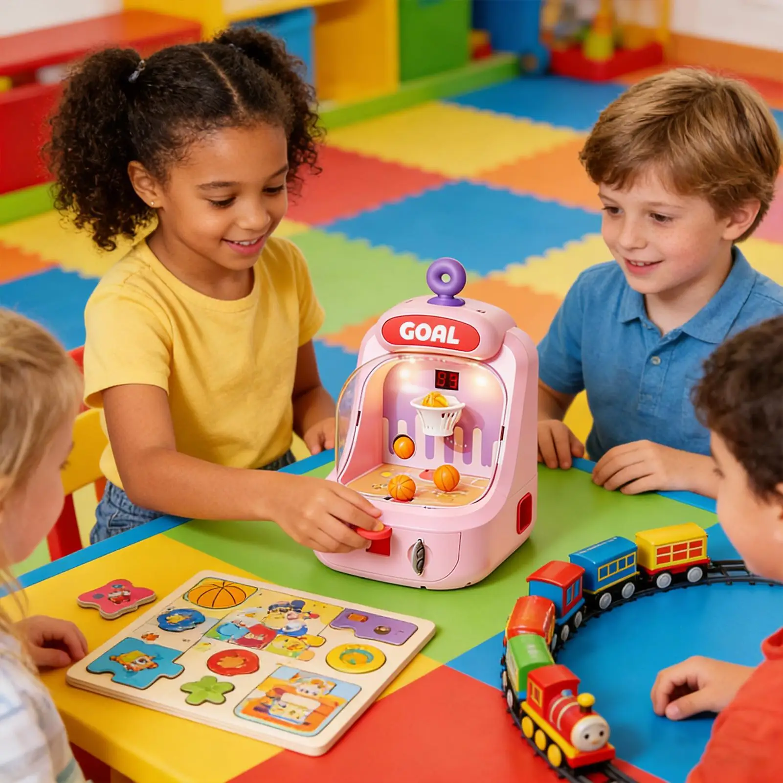 Mini Tabletop Basketball Game Educational Ball Sports Toy Mind Training Toys For Boys Girls Students Gamers Home Playroom