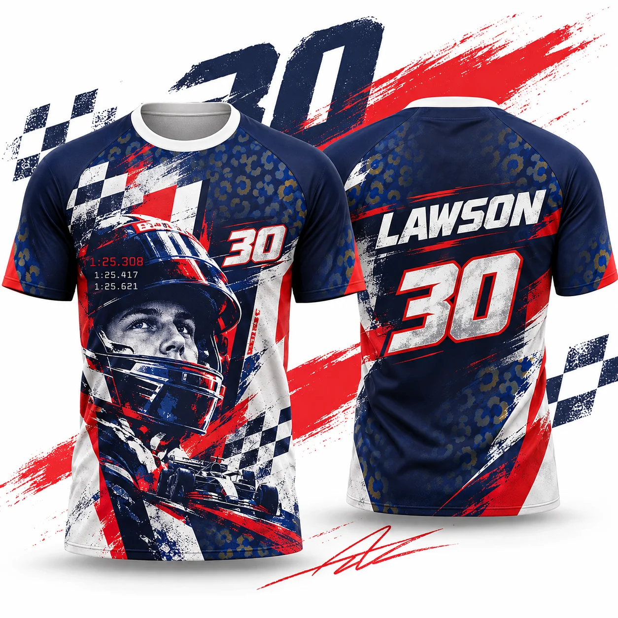 Lawson 30 Men's Graphic Racing Tshirt Summer Casual Street Style Unisex Short Sleeve Top Motorsport Inspired Wear Daily Outfit