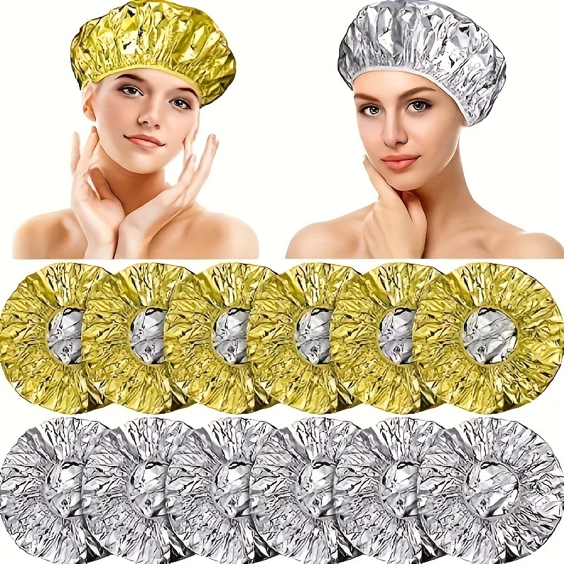 2pcs/5pcs Tin Foil Heated Shower Cap For Deep Conditioning, Reusable Heating Cap For Salon And Home Use