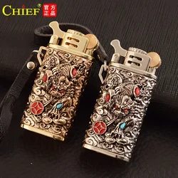 CHIF Kerosene Lighter Three-dimensional Relief Pixiu Creative New Retro Old-fashioned Grinding Wheel Men's Gift Lighter