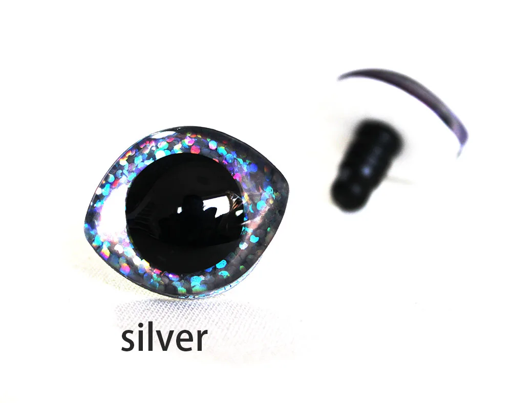 10 peças novo design 28x23mm 20x23mm formato oval 3d glitter olhos de brinquedo de segurança transparentes com arruelas traseiras -- B11