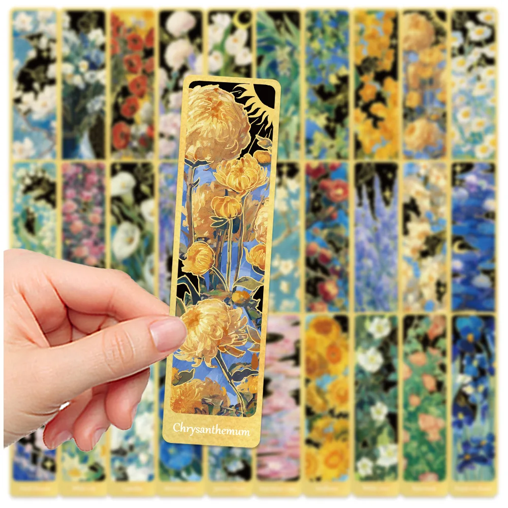 30Pcs/Set Flower Scenery Plant Oil Painting Bookmarks Decoration Desktop Book Holder Student Stationery Bookmark Gift