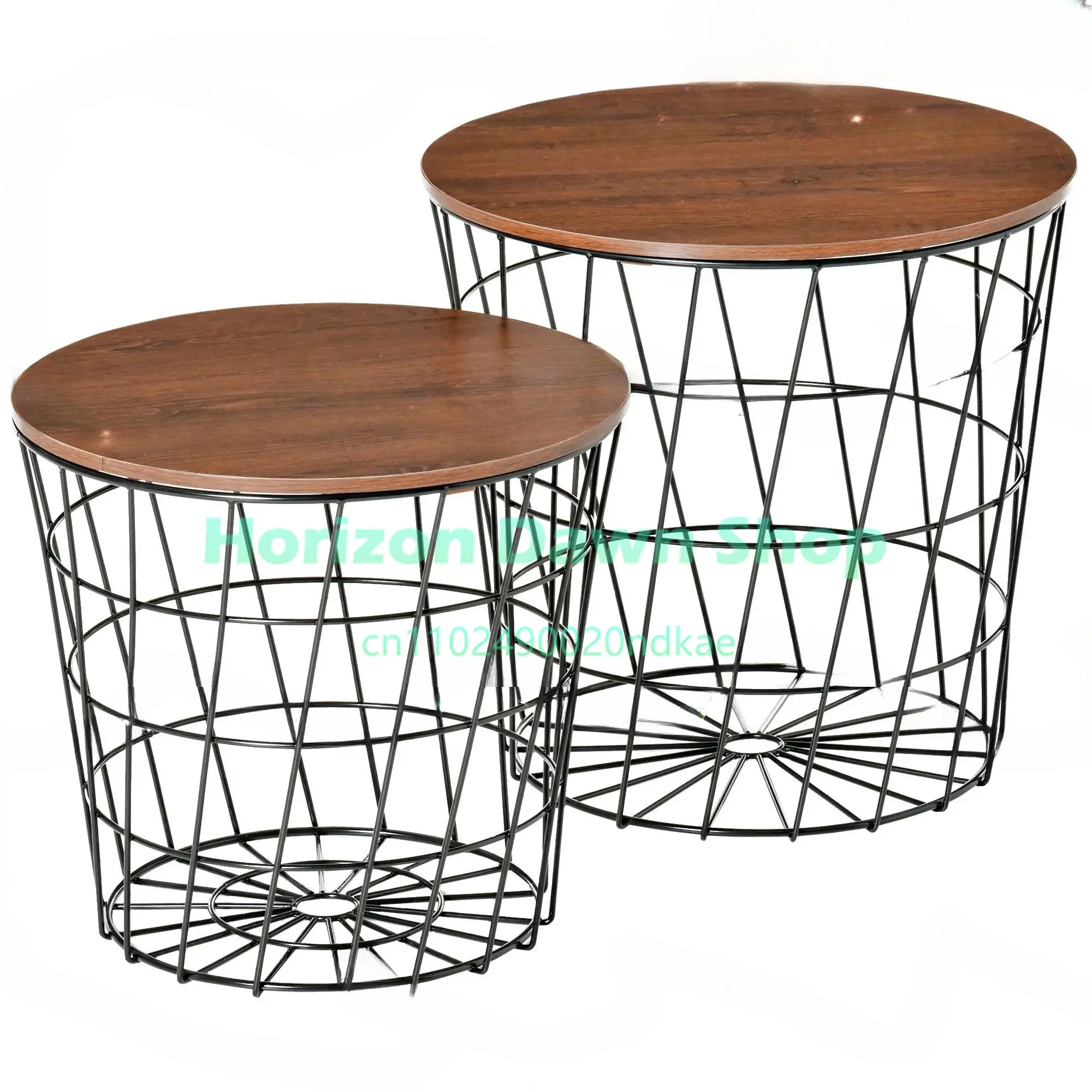 Set of 2 nested coffee tables with storage removable top accent side table