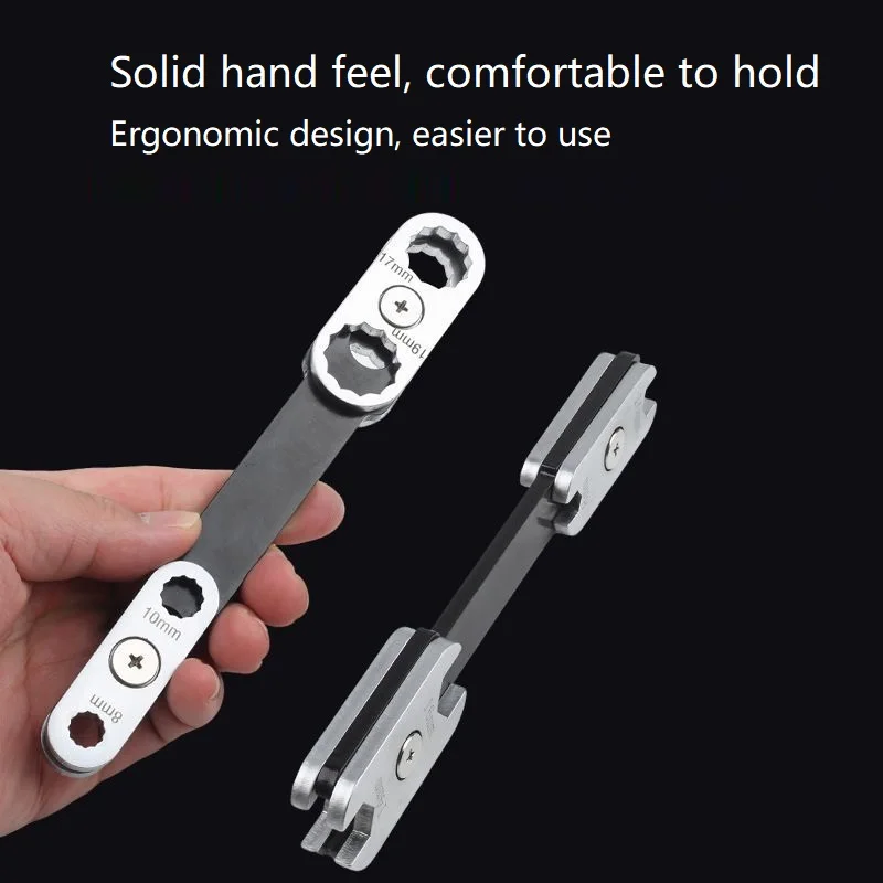 8-in-1 Adjustable Combination Wrench Set Double-Ended Box or Open End Drop-Forged Carbon Steel 19cm Auto Repair Tool