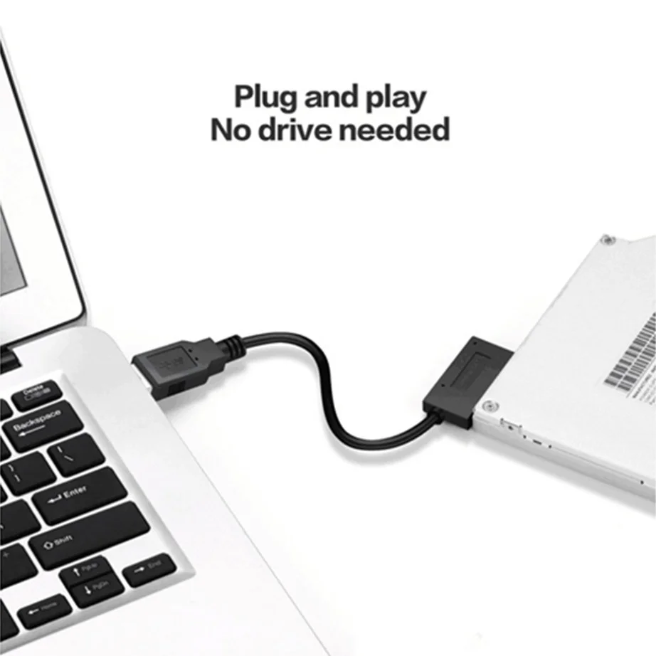 YIGETOHDE USB 2.0 to Mini SATA II 7+6 13 Pin Adapter Converter Cable For Laptop CD/DVD ROM Slimline Drive Converter HDD Caddy