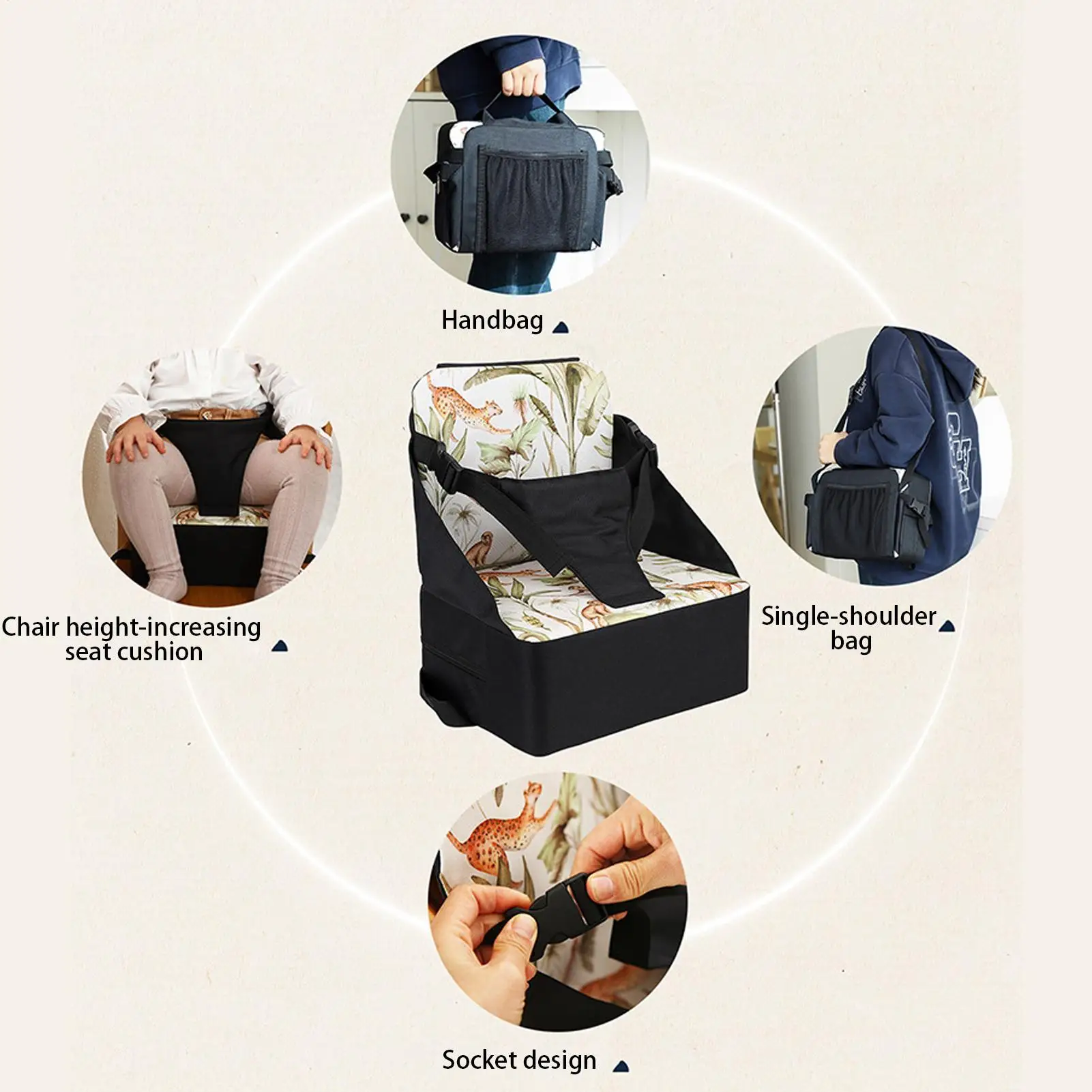 

Детское сиденье-бустер для стола, увеличивающая подушку, регулируемые ремни, нескользящее дно, толстая поддержка для дома, кухни, столовой, игр