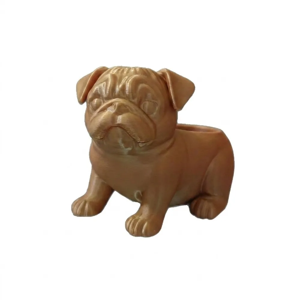 3D Printed Pug Shaped Planter Pot Funny Minimalist Animal Shaped Pot Handmade Plastic Dog Succulent Planter Home Decor