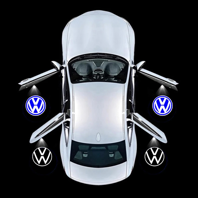2Pcs Car Door Welcome Lights VW Logo Projector Lamp For Volkswagen Polo Golf GTI CC Tiguan Arteon Passat Jetta Touareg ID.3 ID.4 view 2