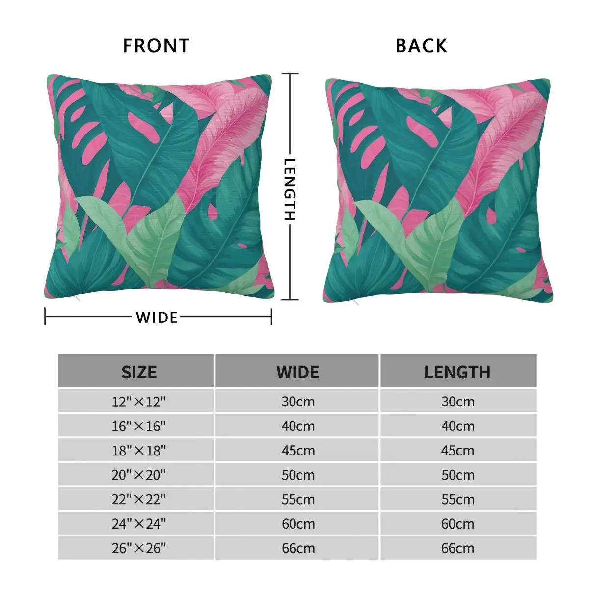Seamless Organic Leaves Square Pillowcase Polyester Linen Velvet Creative Zip Decor Bed Cushion Cover